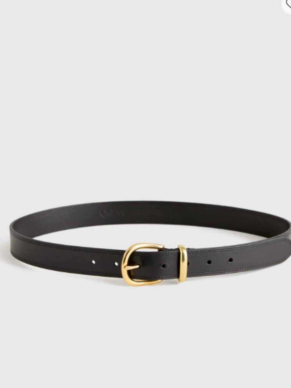 NWT Quince Allegra European Leather Belt in Black Size Medium